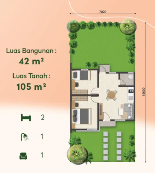 Floor plan for Magnolia Tipe 42/105