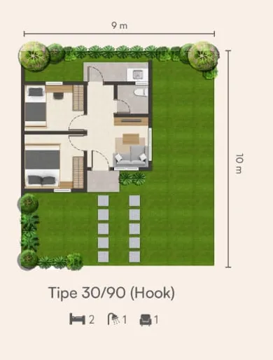 Floor plan for Midori Type 30/90 (Hook)