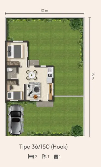 Floor plan for Midori Type 36/150 (Hook)