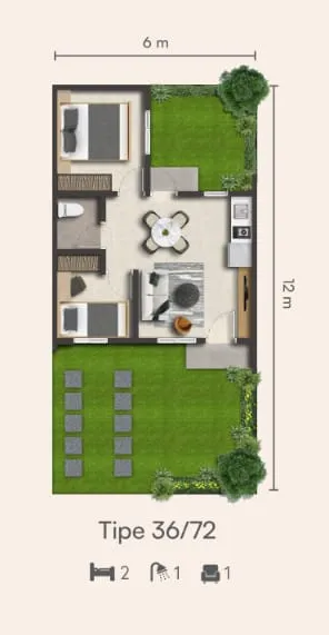Floor plan for Midori Type 36/72